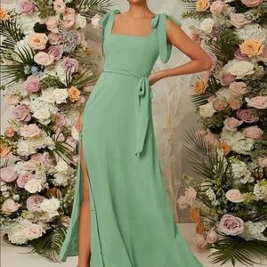 Sage Green Maxi Ruffle Dress